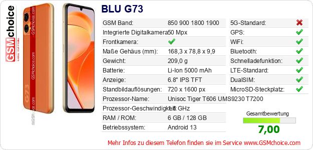 BLU G73 technische Daten BLU G73 technische Daten