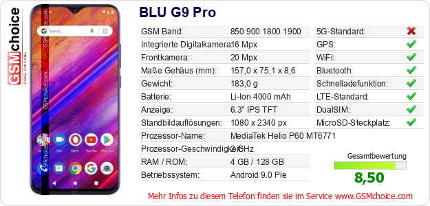 BLU G9 Pro technische Daten BLU G9 Pro technische Daten