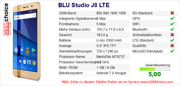 BLU Studio J8 LTE technische Daten BLU Studio J8 LTE technische Daten