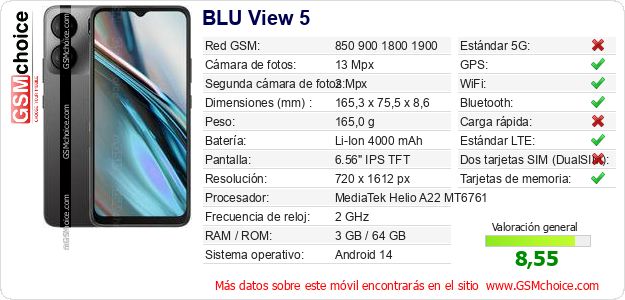 BLU View 5 Datos técnicos del móvil BLU View 5 Datos técnicos del móvil