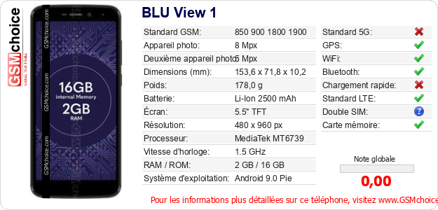 BLU View 1 Fiche technique