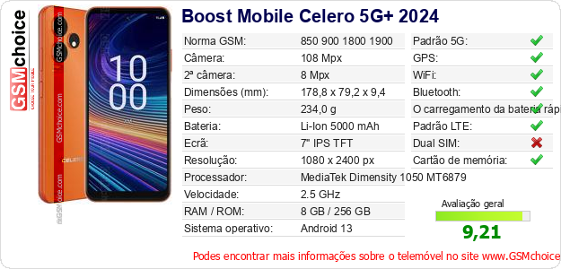 Boost Mobile Celero 5G+ 2024 Especificações técnicas do telemóvel Boost Mobile Celero 5G+ 2024 Especificações técnicas do telemóvel