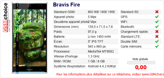 Bravis Fire Fiche technique