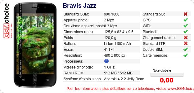 Bravis Jazz Fiche technique