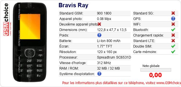Bravis Ray Fiche technique