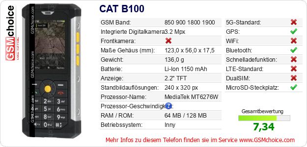 CAT B100 technische Daten CAT B100 technische Daten