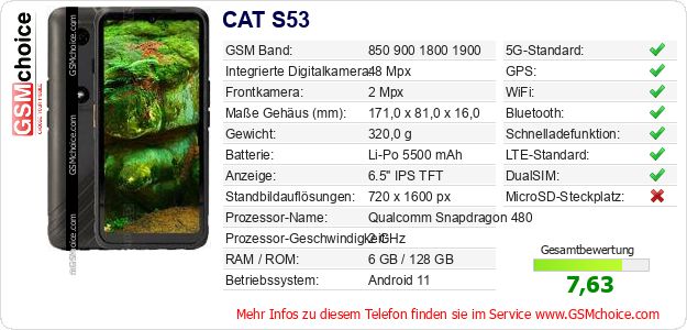 CAT S53 technische Daten CAT S53 technische Daten