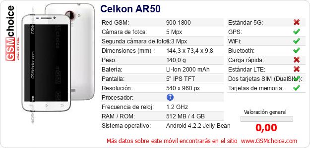 Celkon AR50 Datos técnicos del móvil Celkon AR50 Datos técnicos del móvil