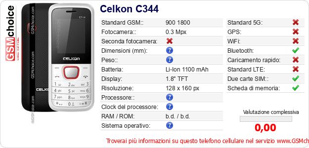 Celkon C344 Dati tecnici di telefono cellulare Celkon C344 Dati tecnici di telefono cellulare
