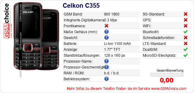 Celkon C355 technische Daten Celkon C355 technische Daten