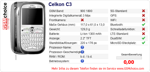 Celkon C3 technische Daten Celkon C3 technische Daten