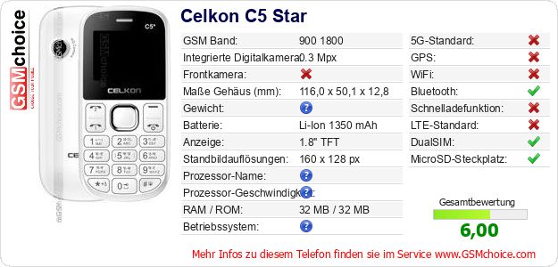 Celkon C5 Star technische Daten Celkon C5 Star technische Daten