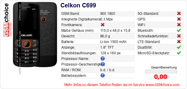 Celkon C699 technische Daten Celkon C699 technische Daten