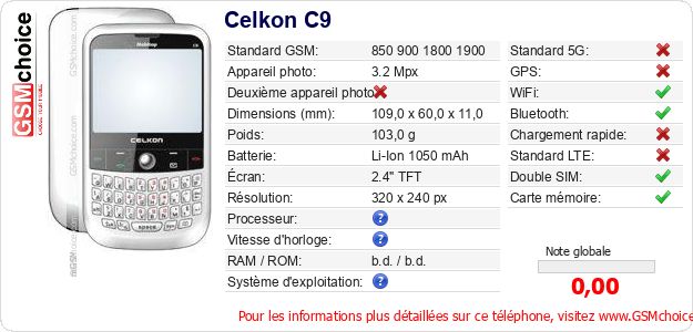 Celkon C9 Fiche technique Celkon C9 Fiche technique