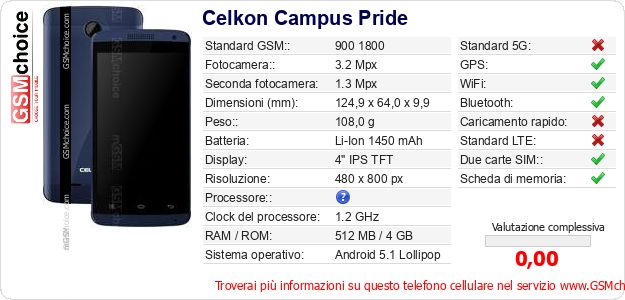 Celkon Campus Pride Dati tecnici di telefono cellulare Celkon Campus Pride Dati tecnici di telefono cellulare