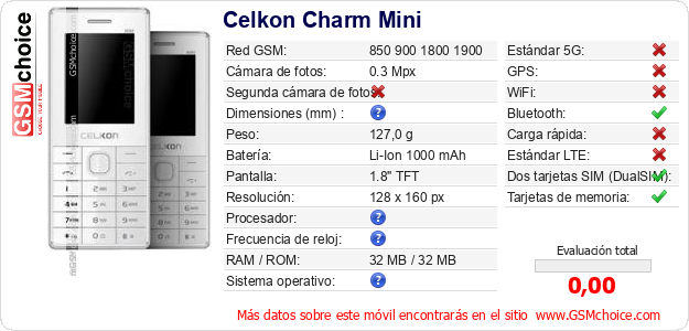 Celkon Charm Mini Datos técnicos del móvil Celkon Charm Mini Datos técnicos del móvil