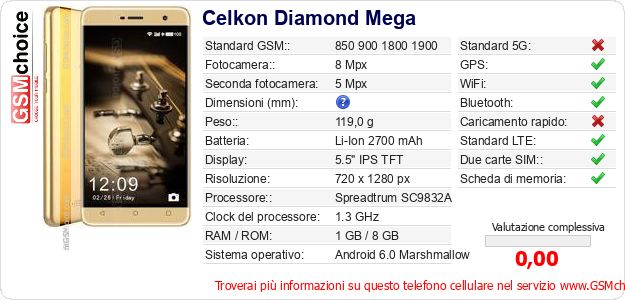 Celkon Diamond Mega Dati tecnici di telefono cellulare Celkon Diamond Mega Dati tecnici di telefono cellulare