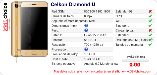 Celkon Diamond U Datos técnicos del móvil Celkon Diamond U Datos técnicos del móvil