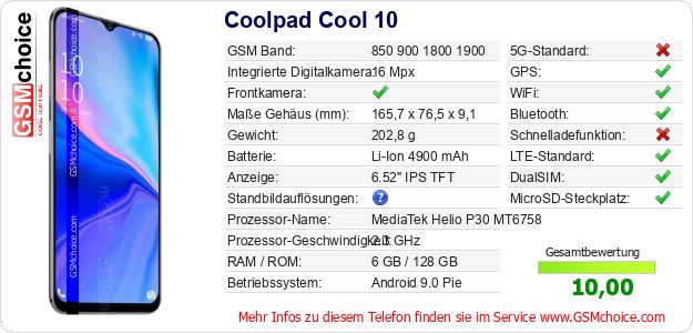 Coolpad Cool 10 technische Daten Coolpad Cool 10 technische Daten