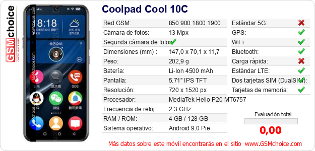 Coolpad Cool 10C Datos técnicos del móvil Coolpad Cool 10C Datos técnicos del móvil