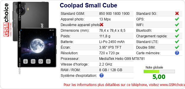 Coolpad Small Cube Fiche technique Coolpad Small Cube Fiche technique
