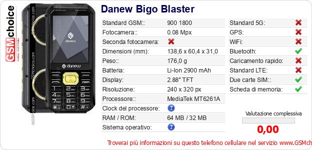 Danew Bigo Blaster Dati tecnici di telefono cellulare 