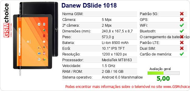 Danew DSlide 1018 Especificações técnicas do telemóvel Danew DSlide 1018 Especificações técnicas do telemóvel