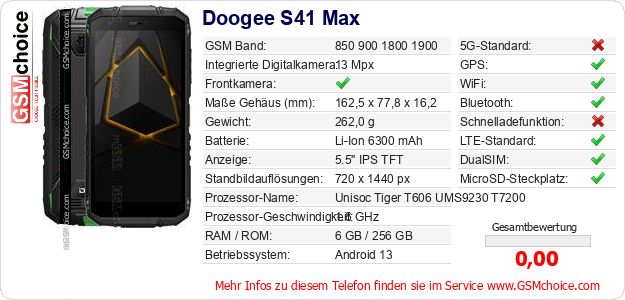 Doogee S41 Max technische Daten Doogee S41 Max technische Daten