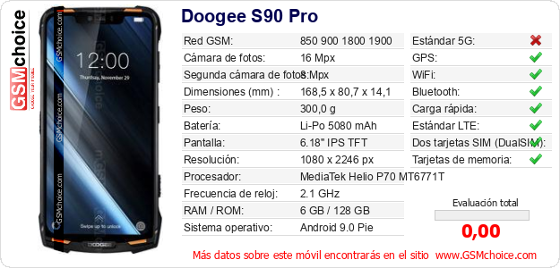 Doogee S90 Pro Datos técnicos del móvil Doogee S90 Pro Datos técnicos del móvil