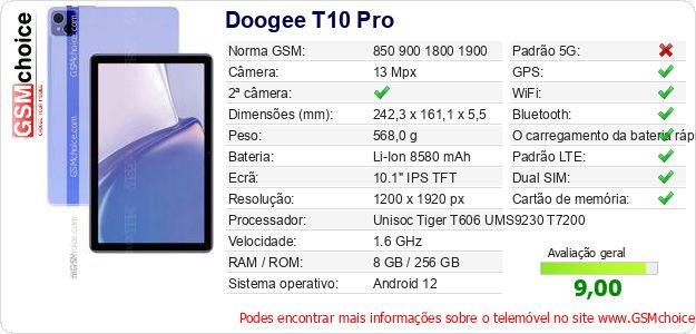Doogee T10 Pro Especificações técnicas do telemóvel 