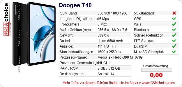 Doogee T40 technische Daten Doogee T40 technische Daten