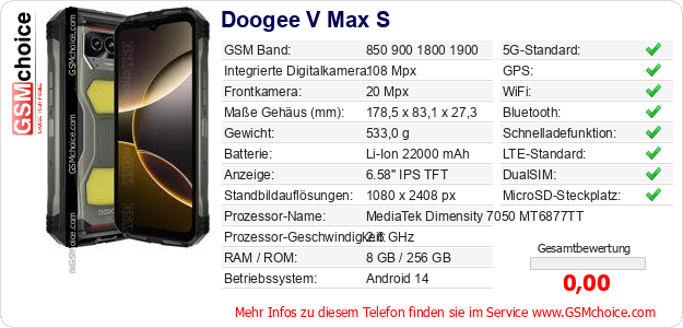 Doogee V Max S technische Daten Doogee V Max S technische Daten