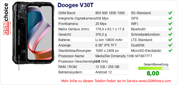Doogee V30T technische Daten Doogee V30T technische Daten
