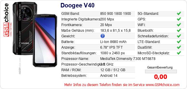 Doogee V40 technische Daten Doogee V40 technische Daten