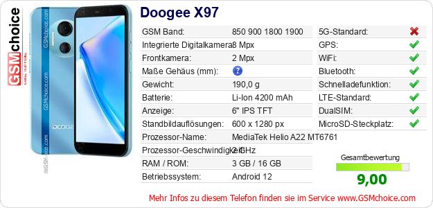 Doogee X97 technische Daten Doogee X97 technische Daten