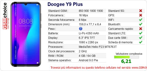 Doogee Y9 Plus Dati tecnici di telefono cellulare Doogee Y9 Plus Dati tecnici di telefono cellulare