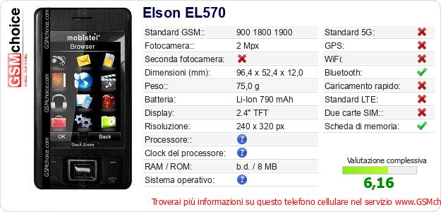 Elson EL570 Dati tecnici di telefono cellulare 