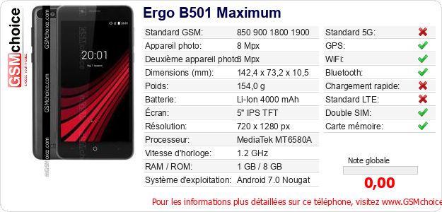 Ergo B501 Maximum Fiche technique