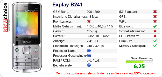 Explay B241 technische Daten Explay B241 technische Daten