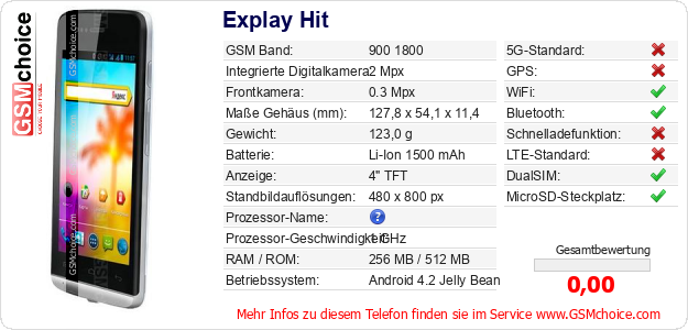 Explay Hit technische Daten Explay Hit technische Daten