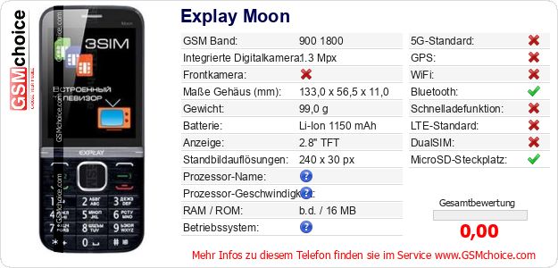 Explay Moon technische Daten Explay Moon technische Daten