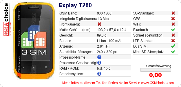 Explay T280 technische Daten Explay T280 technische Daten