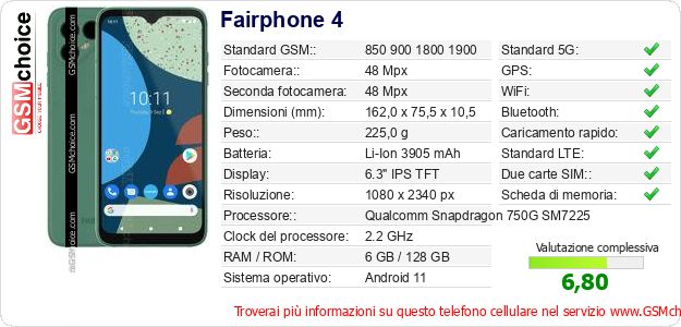 Fairphone 4 Dati tecnici di telefono cellulare 