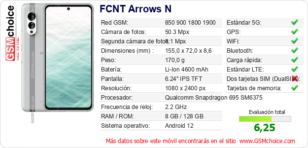 FCNT Arrows N Datos técnicos del móvil 