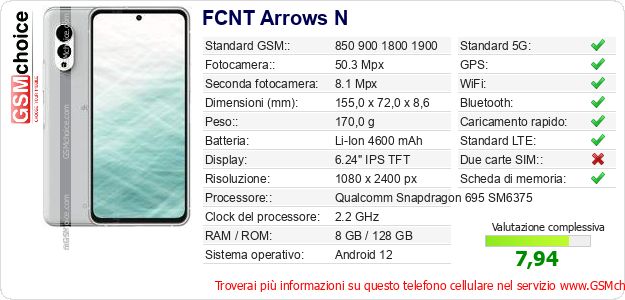 FCNT Arrows N Dati tecnici di telefono cellulare FCNT Arrows N Dati tecnici di telefono cellulare