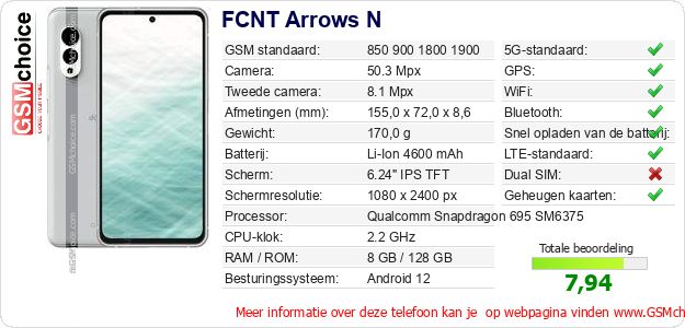 FCNT Arrows N Technische gegevens 