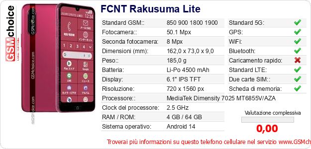 FCNT Rakusuma Lite Dati tecnici di telefono cellulare FCNT Rakusuma Lite Dati tecnici di telefono cellulare