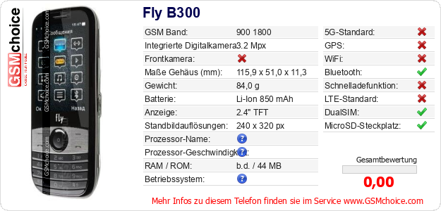 Fly B300 technische Daten Fly B300 technische Daten