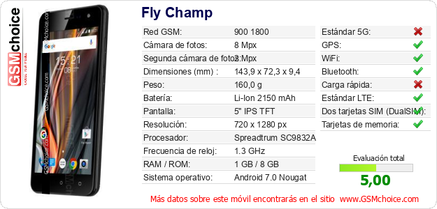 Fly Champ Datos técnicos del móvil Fly Champ Datos técnicos del móvil