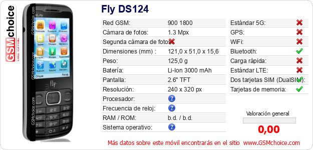 Fly DS124 Datos técnicos del móvil 